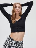 Bluzka z guzikami - czarny - CROPP - small1