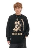 Żakardowy sweter z nadrukiem - czarny - CROPP - small1