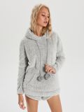 Fluffy pyjama set with warm hoodie - Grau - CROPP - small2
