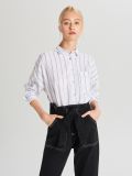 Lniana koszula oversize - granatowy - CROPP - small1
