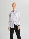 Lniana koszula oversize - granatowy - CROPP - small2