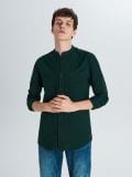 Cămașă uni cu guler rusesc - verde-închis - CROPP - small1