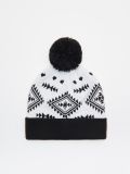 Wzorzysta czapka z pomponem - biały - CROPP - small3