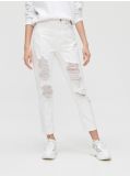Mom jeans z przetarciami - biały - CROPP - small2