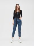 Mom jeans z paskiem - niebieski - CROPP - small2