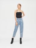 Mom jeans z efektem sprania - niebieski - CROPP - small1