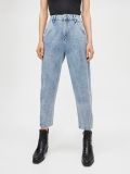 Mom jeans z efektem sprania - niebieski - CROPP - small2