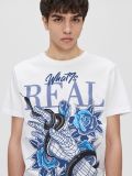 Tricou cu imprimeu cu șarpe și trandafiri - alb - CROPP - small2