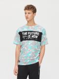 Camo T-shirt with slogan - Weiß - CROPP - small1