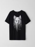 Tricou cu imprimeu lup - negru - CROPP - small1