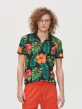 Koszulka polo z tropikalnym printem - czarny - CROPP - small1