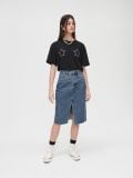Jeansowa spódnica midi z rozcięciem - niebieski - CROPP - small1