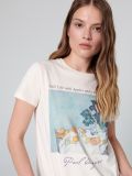 Nyomott mintás póló - cream - CROPP - small1