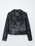 Kurtka biker z imitacji skóry - czarny - CROPP - small1