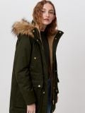 Ocieplana parka z kapturem - zielony - CROPP - small1