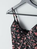 Body na ramiączkach z motywem kwiatowym - czarny - CROPP - small2