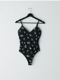 Body na ramiączkach z motywem kwiatowym - czarny - CROPP - small1