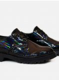 Derby-Schuhe mit Plateausohle und Hologrammeffekt - Schwarz - CROPP - small1