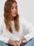 Sweter z warkoczowym splotem - biały - CROPP - small1