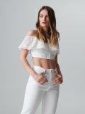 Кроп топ з ажурною оборкою - білий - CROPP - small6