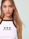 Crop top z dekoltem halter - biały - CROPP - small2
