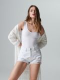 Body z ażurową wstawką - biały - CROPP - small2