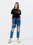 Jeansy mom z paskiem - niebieski - CROPP - small1