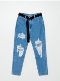Jeansy mom z paskiem - niebieski - CROPP - small4