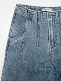 Mom jeans z efektem sprania - niebieski - CROPP - small4