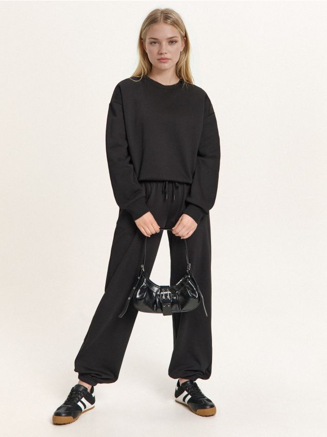 Bluză de trening Stitch Culoare gri-închis - CROPP - 5147N-90X