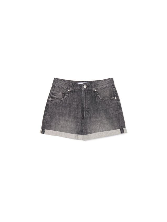 Granatowe jeansowe bermudy z efektem sprania - CROPP - 000CV-59J