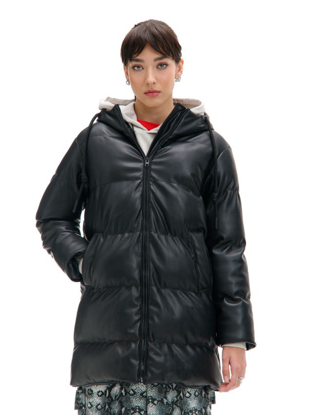 Pikowany płaszcz ze sztucznej skóry - CROPP - 016AR-99X