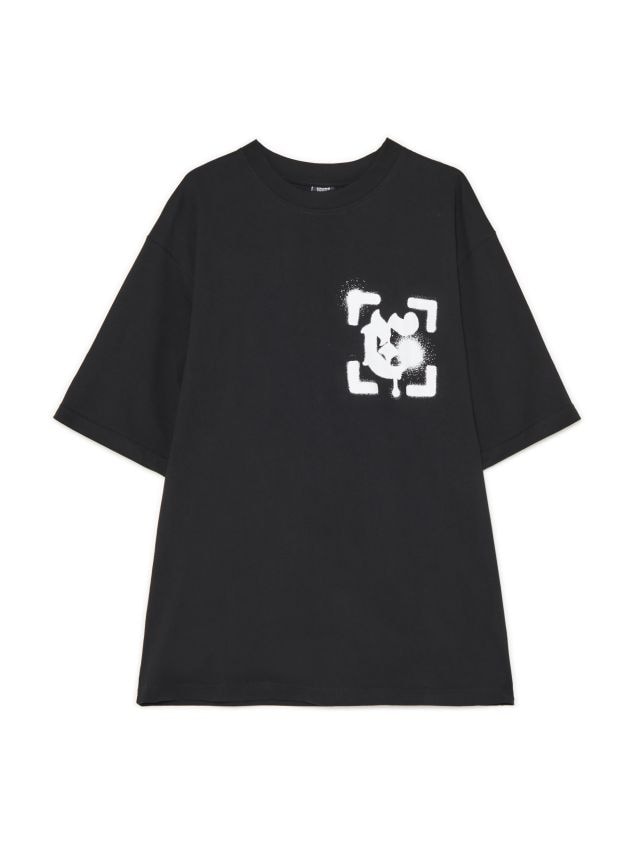 Czarny t-shirt z haftem - CROPP - 2850K-99X
