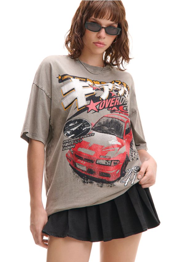 Czarna koszulka oversize - CROPP - 2404S-99X