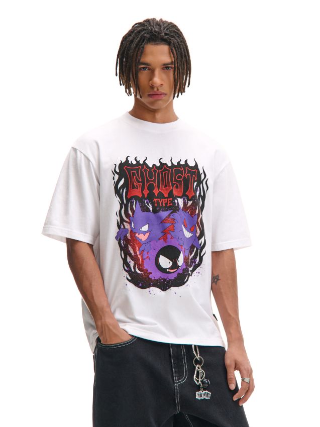 Biały T-shirt z Pokémonem Gengarem - CROPP - 033DF-00X