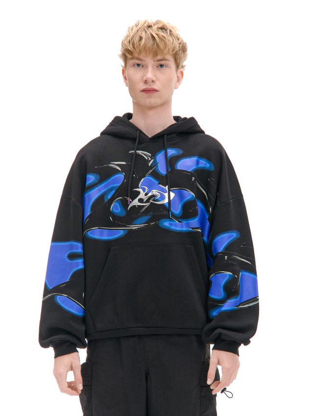 Bluza hoodie z nadrukami i aplikacją UNISEX - CROPP - 040DL-99X