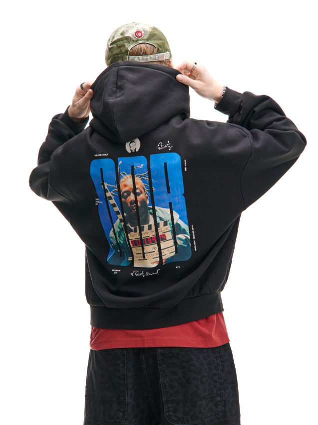 Bluză neagră cu glugă și imprimeu Ol' Dirty Bastard Culoare negru