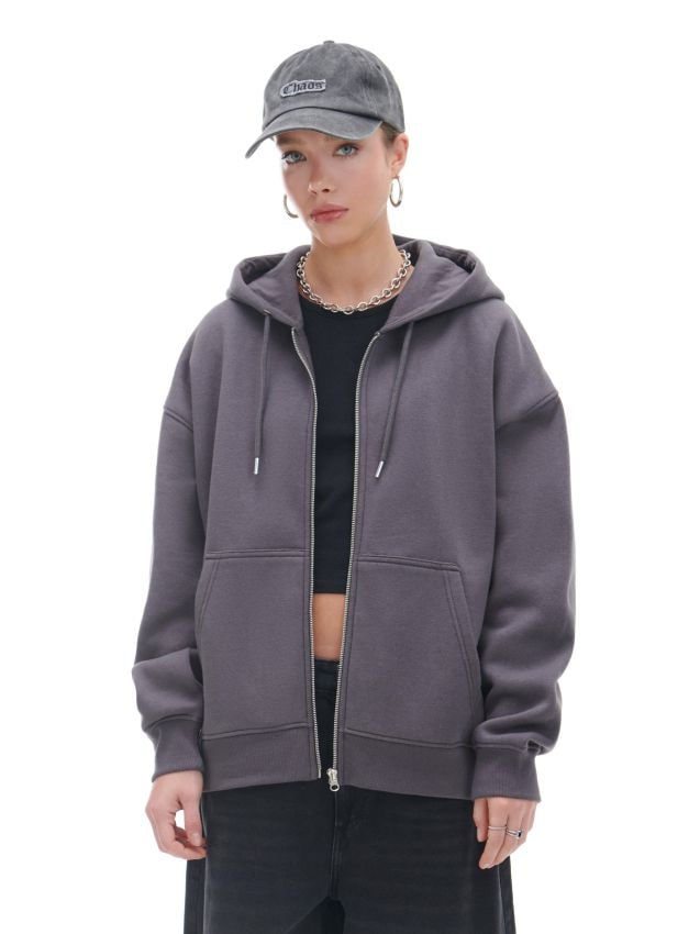 Худі на блискавці Колір темно-сірий - CROPP - 0423Z-90X