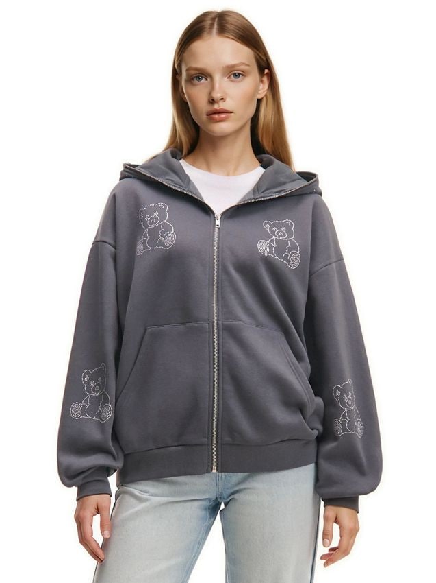 Czarna bluza z kapturem oversize - CROPP - 3612W-99X