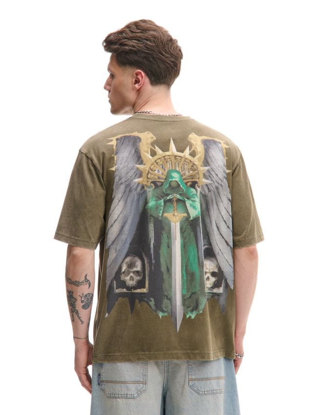 Tricou cu imprimeu Warhammer 40 000 Culoare verde-prăfuit