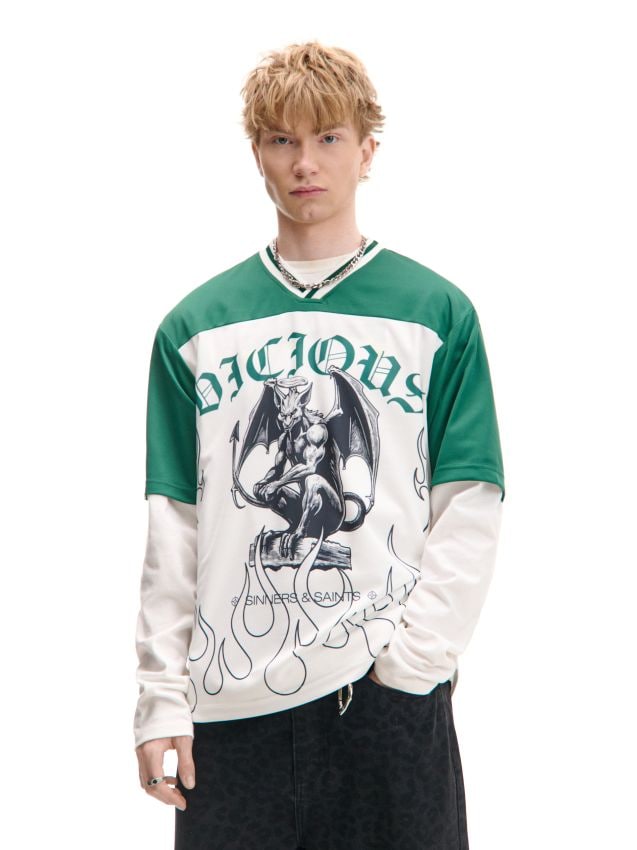 Wzorzysty T-shirt w sportowym stylu - CROPP - 067DF-77X