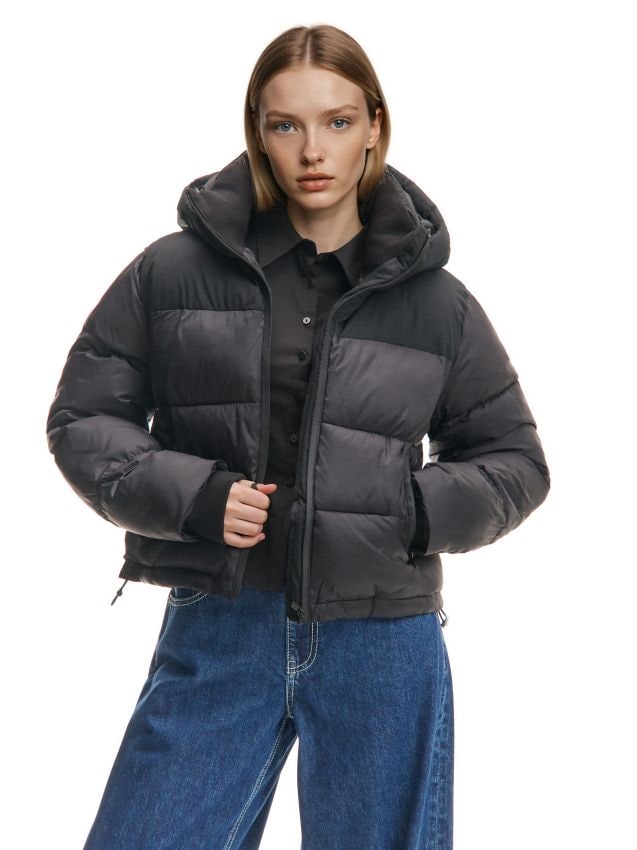 Стьобана дута куртка з капюшоном Колір чорний - CROPP - 078FL-99X