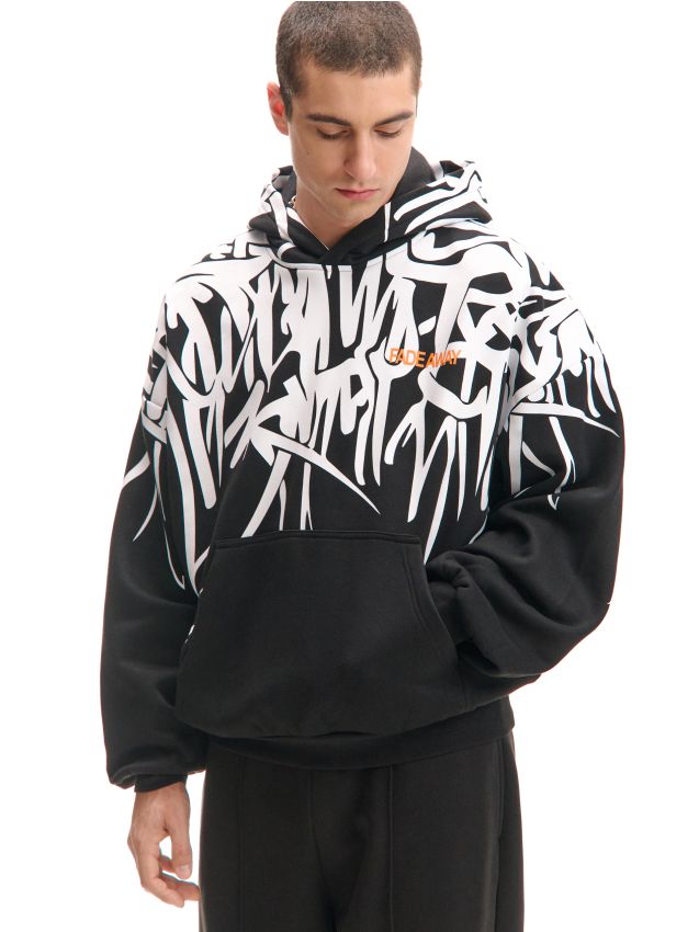Czarna bluza hoodie z grafficiarskim nadrukiem - CROPP - 086FN-99X