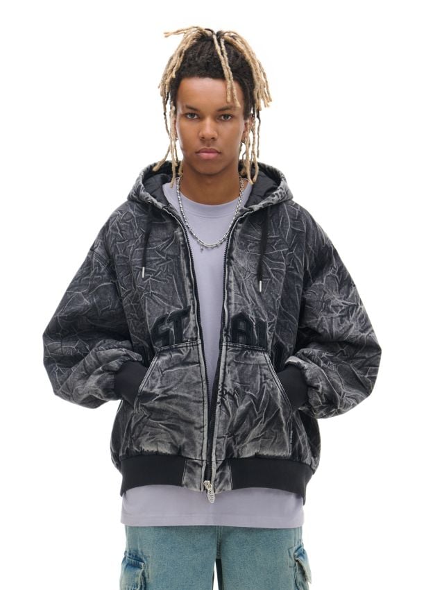 Deadstock 00's BOMBER JACKET UK製 ブラック Bomber jacket with hood Farbe Schwarz - CROPP - 089AT-99J