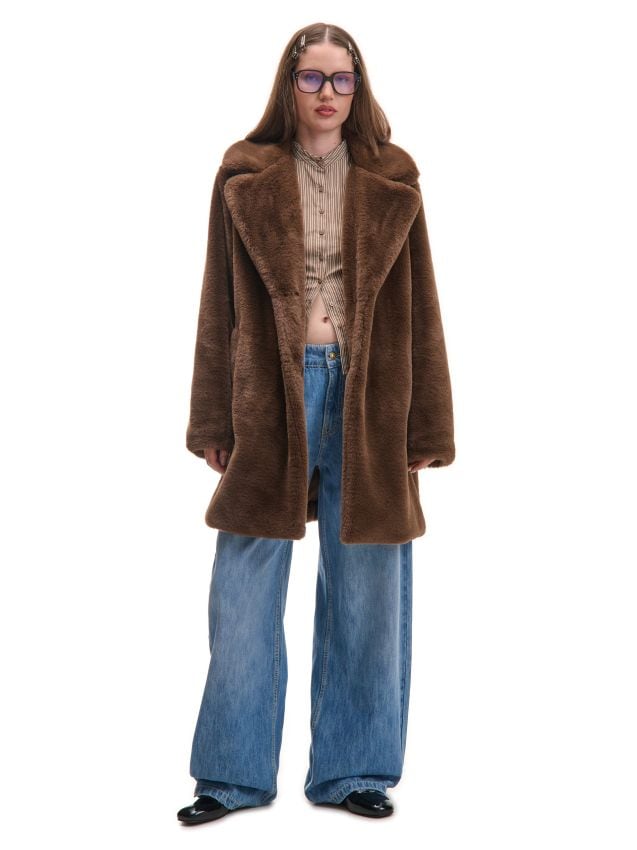 Czarna parka z kapturem - CROPP - 048AR-99X