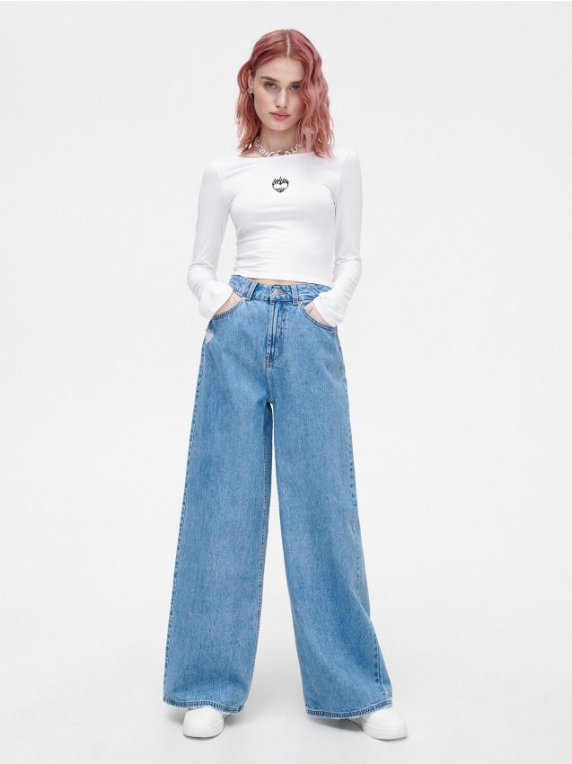 Ladies jeans trousers COLOUR blue  CROPP  1167K05J