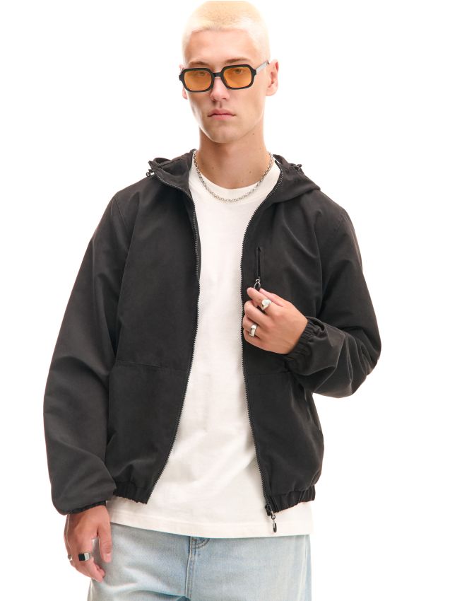 kuru Czarna kurtka z kapturem - CROPP - 136FN-99X