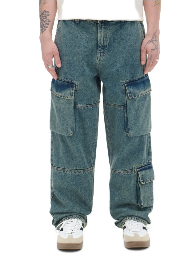 【YOURNUS】Brachio Crack Wide Denim JEANSY „ARCH” ZE ZWĘŻANYMI NOGAWKAMI - BŁĘKITNY | COS