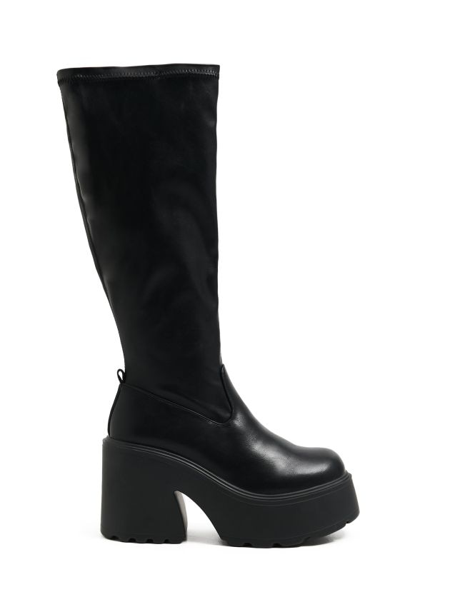 Czarne kozaki na wysokim obcasie - CROPP - 140FZ-99X