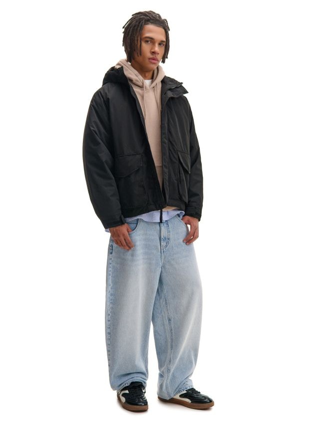 Szara sportowa kurtka z kapturem - CROPP - 7314M-09M